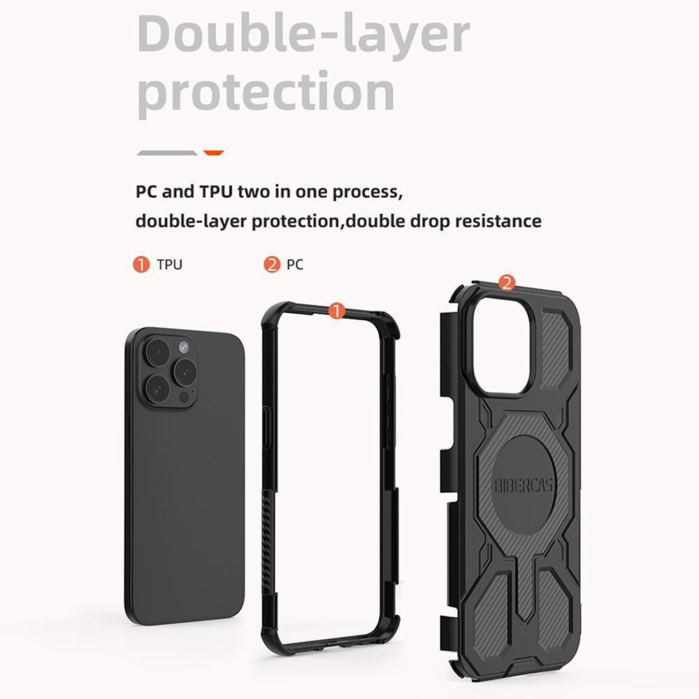 BIBERCAS J-16 Series For iPhone 15 Pro Max Case Compatible with MagSafe Anti Drop TPU+PC Phone Cover