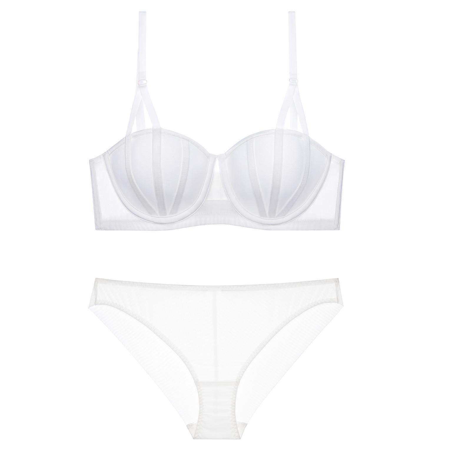 

Сексуальное кружевное контрастное нижнее белье женский собирающий бюстгальтер с верхней поддержкой против обвисания большого размера женский 70A белый