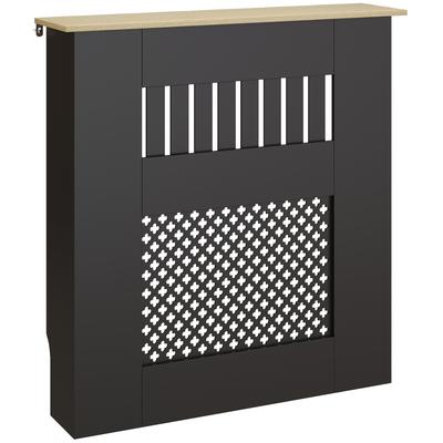 Radiator Cover 78x19x81 Cm Radiator Cover Modern Slat and Honeycomb Design Black