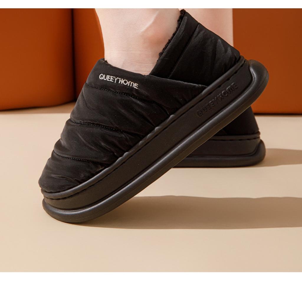 Winter Cotton Slippers for Men, Warm and Plush for Outdoor Wear, Waterproof and Anti Slip Cotton Slippers for Women, Suitable for Home and Indoor Use