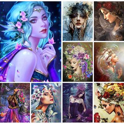 5D Diy Diamond Painting Elves Fairy Cross Stitch Set Full Drill Round Embroidery Woman Mosaic Art Picture Of Rhinestones Decor