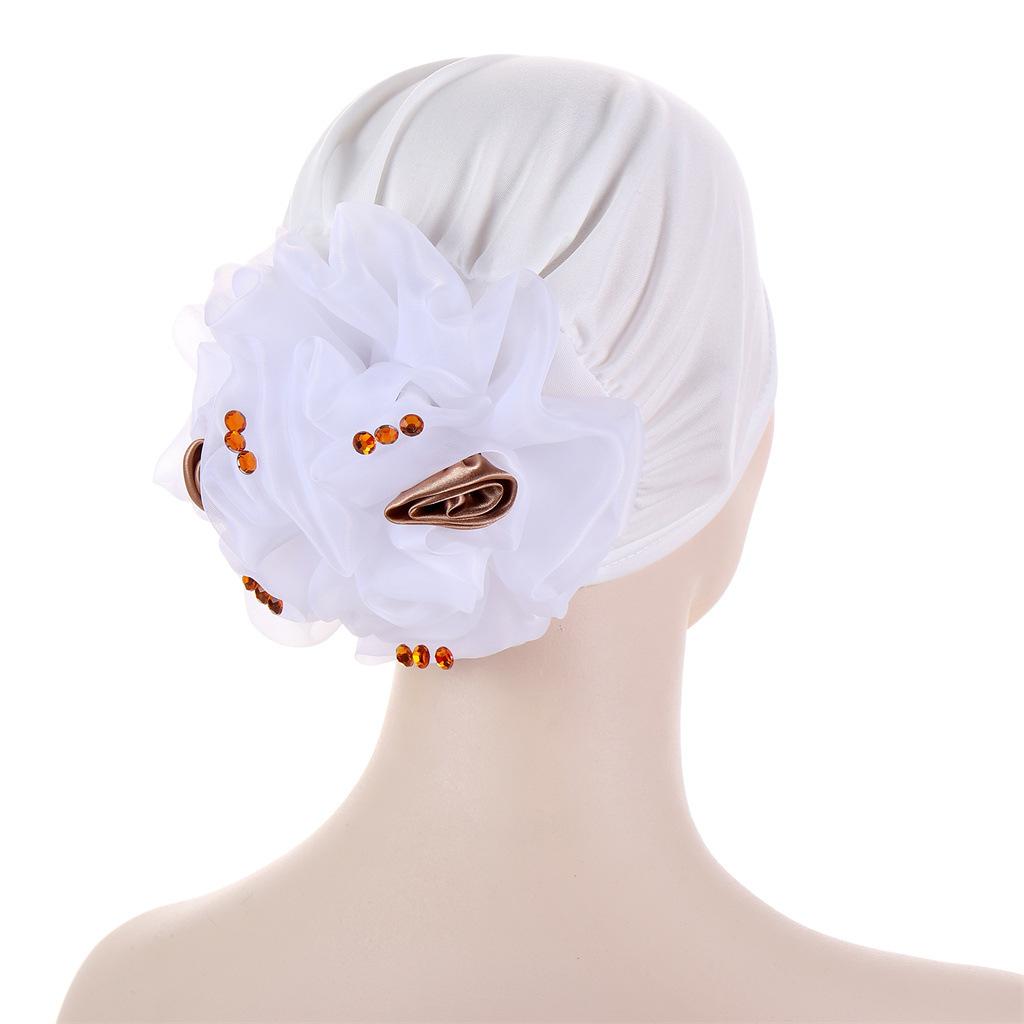 KepaHoo Satin Flower Turban Bonnet for Women Muslim Headwear Bandana Caps Islamic Headscarf Hair Bands Hat Indian Headwrap