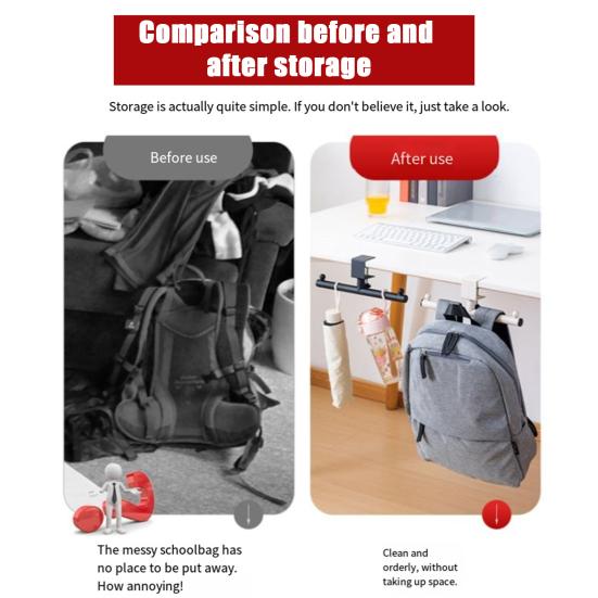 Desk Mount Hook Backpack Hanger Strong Load-bearing Simple Installation Adjustable Clamp-on Under-Desk Hanger Hook
