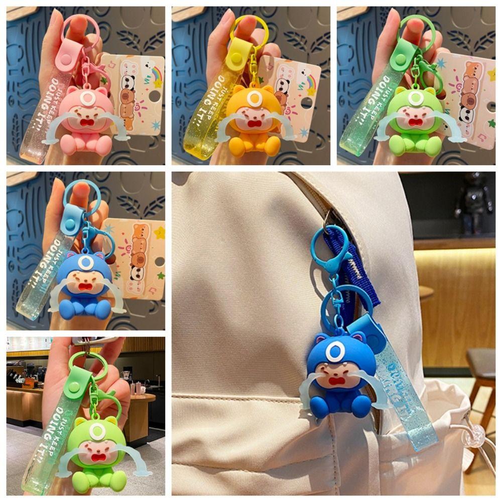 PVC Cartoon Pendant Crying Face Car Keyring Creative Dolls Keychain  Car Keychain