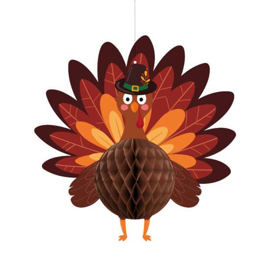 Thanksgiving Turkey Honeycomb Ornament Hanging Paper Turkey Honeycomb Decoration for Thanksgiving Party Favors Dining Table Decor