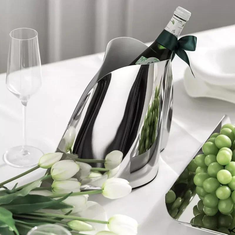 Secchiello per Ghiaccio Vaso in Acciaio Inossidabile a Specchio di Lusso, Secchiello per Champagne in Metallo, Adatto per Bar, Famiglia, Ristorante, Decorazione per Feste