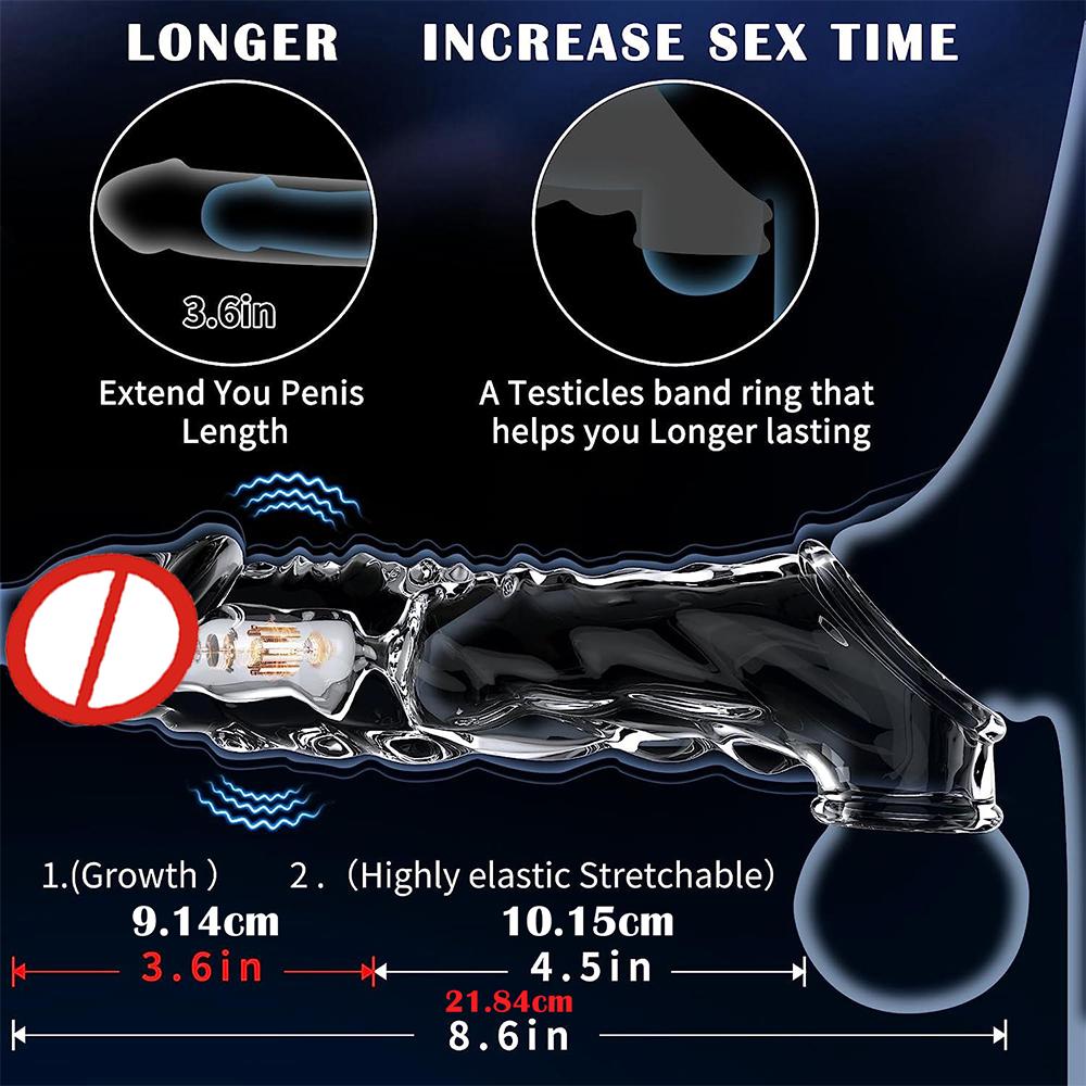 Penis Extension Sleeve Vibrator Extender Reusable Condoms Delay Ejaculation Dick Sleeve G Spot Stimulation Adult Sex Toys