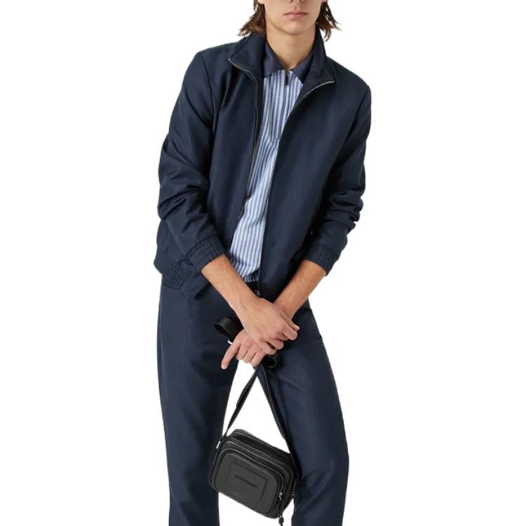 EMPORIO ARMANI Jackets Men's Navy Blue Stand Collar Moderate H31R29-C1051-1919