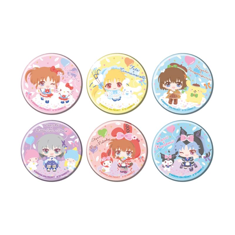 

Magical Girl Lyrical Nanoha Series x Sanrio Characters 01 [Mini Character Illustration] Can Badge Box of 6