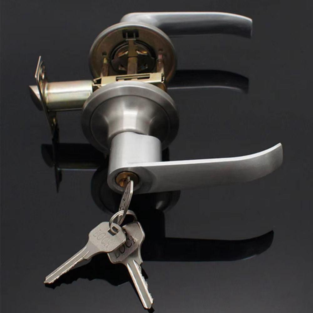 Anti-theft Door Lever Lock Stainless Steel Three-bar Handle Lock  Hardware Accessories