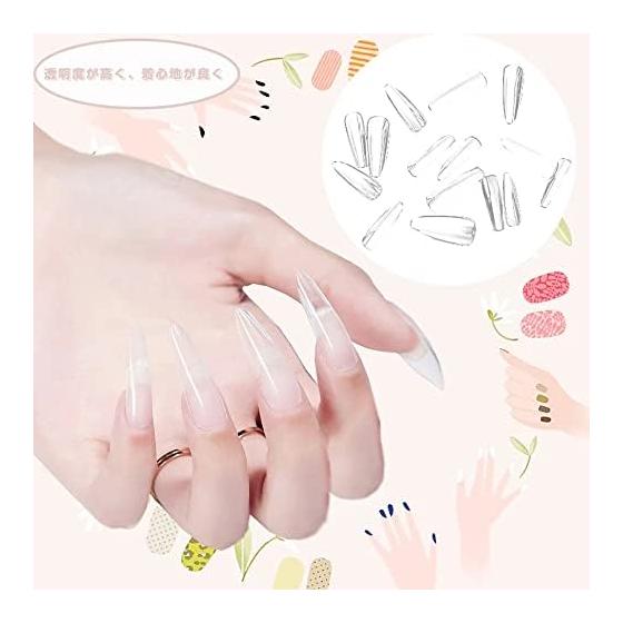 Nail Tips Transparent False Nails 500PCS Clear Long Square Full Coverage False Nails Clear Markless Manicure DIY Nails Commercial Use Nail Artist