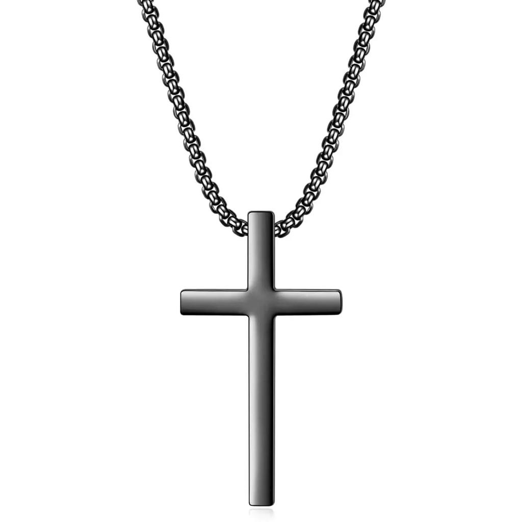 Simple Cross Stainless Steel Men's Necklace Pendant Titanium Steel Necklace Accessories