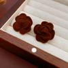 Silver Needle Red Snowflake Bow Pompon Stud Earrings - Retro & Luxurious, Ideal for Autumn/Winter