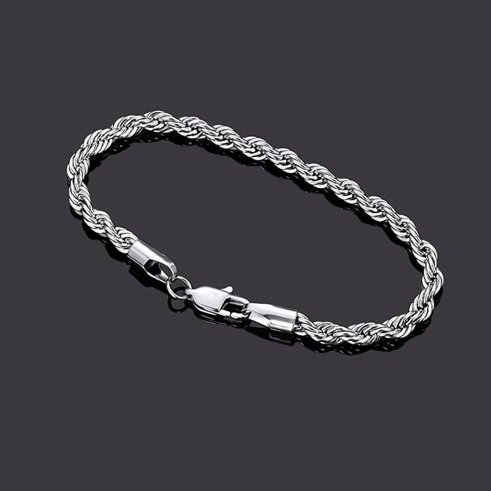Men's Original Cuban Hip-Hop Twist Chain: Trendy Titanium Steel Bracelet, Non-Fading Hand Jewelry