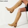 Fashion Women High Boots Nude Black Suede Embroidered Knee High Boots Women Sexy Pointed Toe Spike Kitten Heels Knight Boots Black White