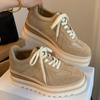 Women's genuine leather patchwork thick sole platform hemp lace-up oxfords high quality soft comfortable walk casual shoes 2025