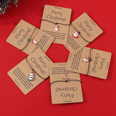 Fashionable Christmas Holiday Card Bracelet - Personalized Black Rope with Creative Symbol Design