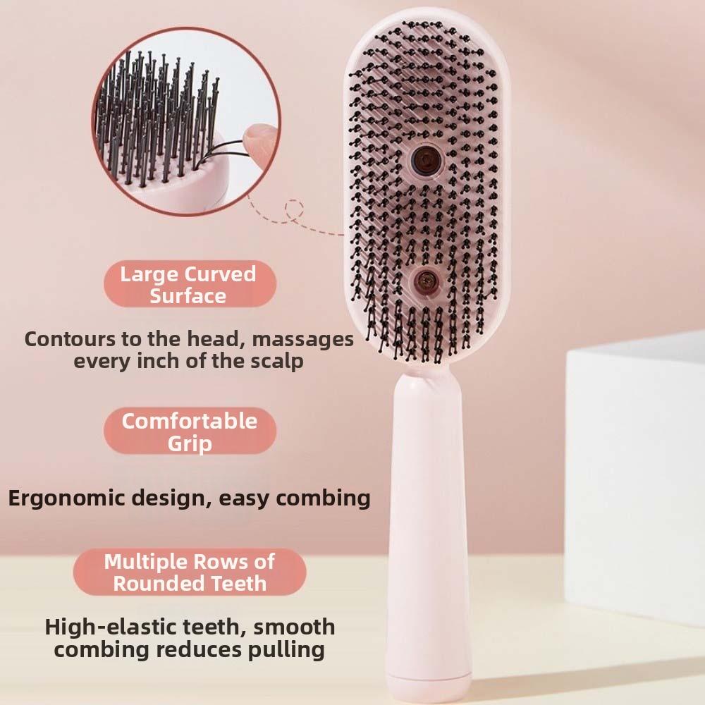 Multi-Function Red Light Spray Massage Comb Anti-Frizz Large Tank 2-In-1 Misting Hair Brush Gift