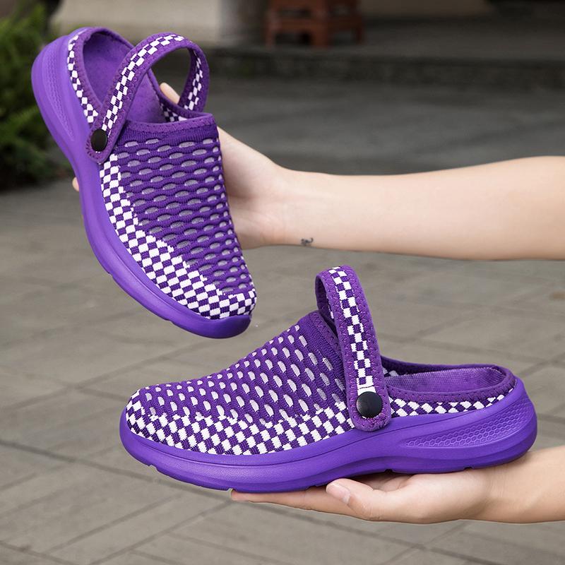 

Fashion Summer Slippers Women s Slippers Outdoor Thick and Low Shoes 2025 Comfortable Toe Exposed Slip on Home Shoes Men s Sandals Items 35 фиолетовый