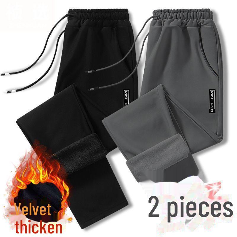 

Мужские повседневные брюки из утолщенного бархата: Осенне-зимние свободные, прямые, узкие спортивные брюки 5XL (180-200 jin)
