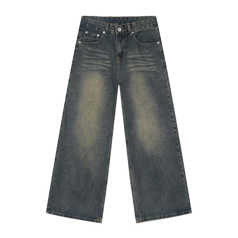 | New Autumn Products, American Vibe Style Texture Old Retro Straight Loose Jeans