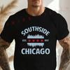 Men's Black Chicago Flag Skyline Graphic Motorcycle Cotton T-Shirt Men's Summer Casual O-neck S