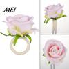 Fresh Style Napkin Holders for Kitchen Artificial Rose Ring, Fabric Pink Flower Holder, Rustic Floral Tableware Accessories Party Decor Ring Farmhouse