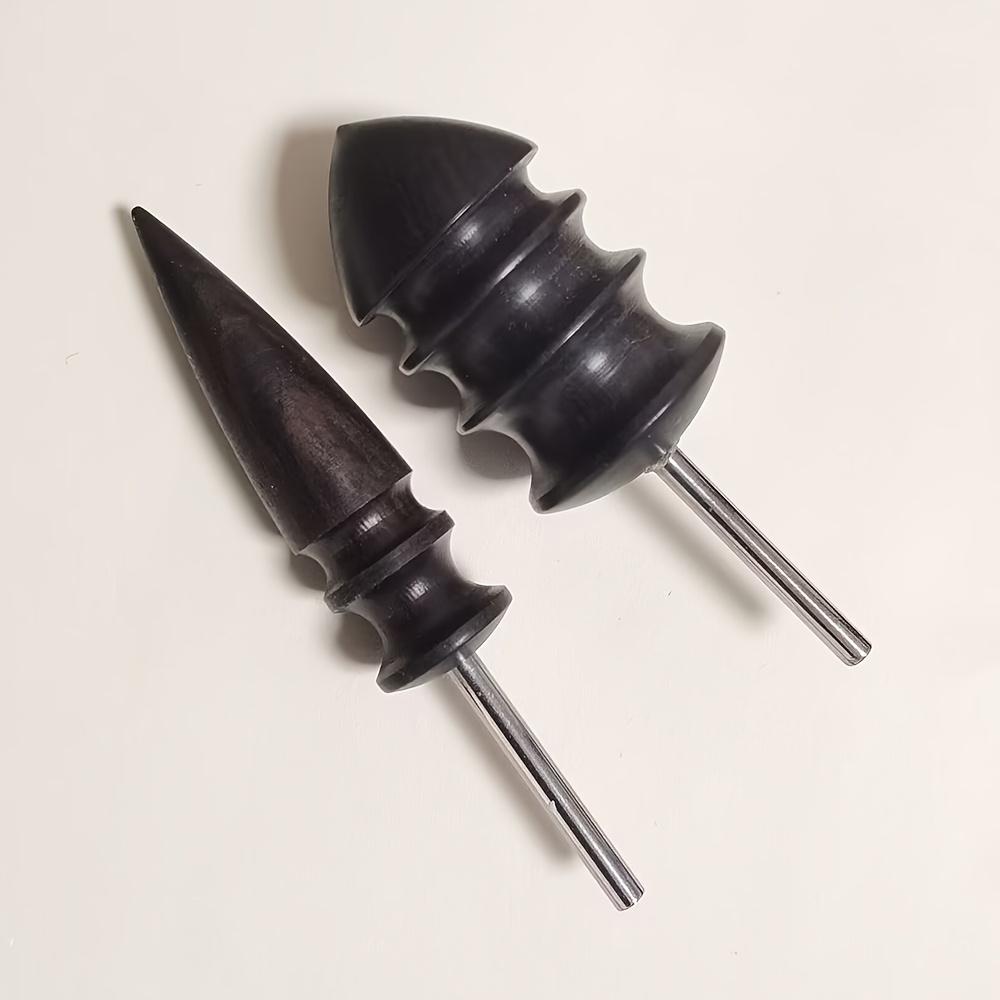 2-teiliges Set Spitzes Leder-Brennwerkzeug, Schwarzes Ebenholz Lederhandwerk Kanten-Brennwerkzeug, Elektrisch Polierte Spitze Kopf DIY
