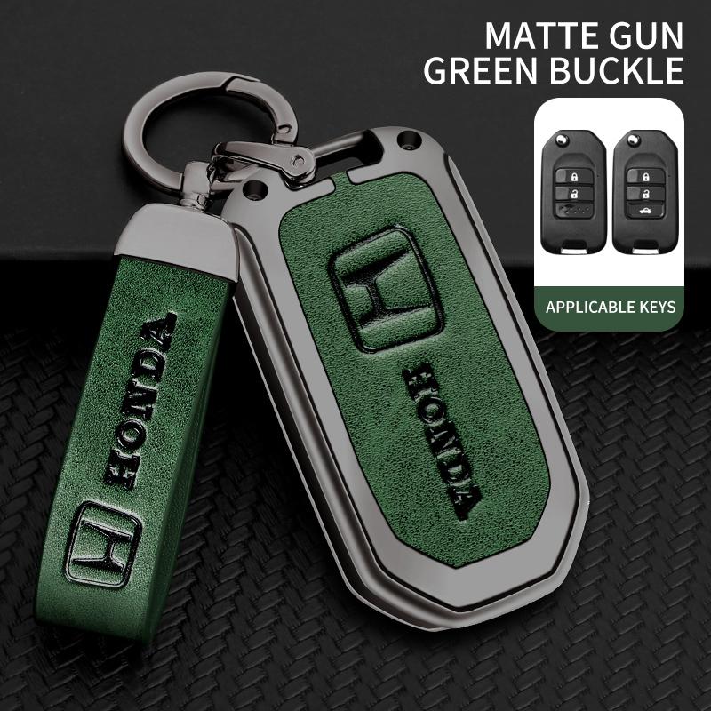 Zinc Alloy Leather Car Key Case Cover For Honda Civic Accord City Odyssey CR-V XR-V HR-V Vezel Jade Jazz Crider Auto Accessories