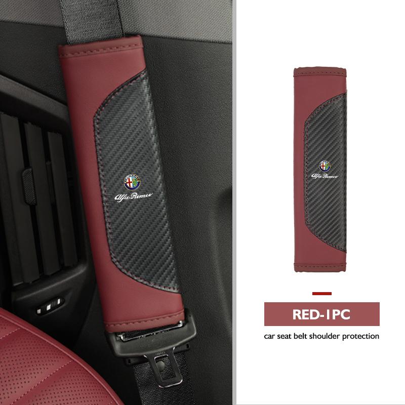 BQVLT1 Car Seat Belt Shoulder Cover Protection Pads Safety Belt Accessories For Alfa Romeo GT Stelvio F1 Brera Volante Tonale Gloria