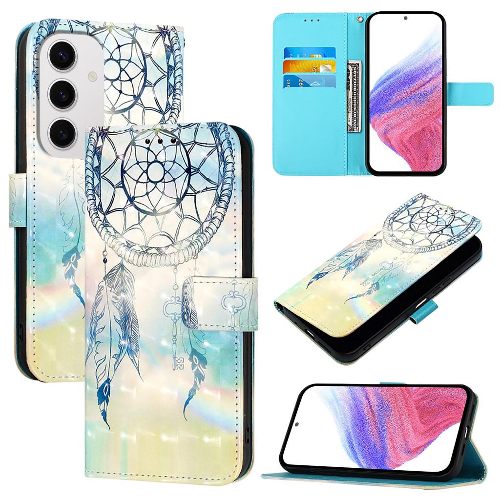 For Samsung Galaxy S24 FE Leather Case Pattern Printing Wallet Stand Mobile Cover with Strap