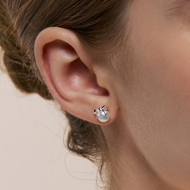 

Hei [sv925] ribbon pearl earring White