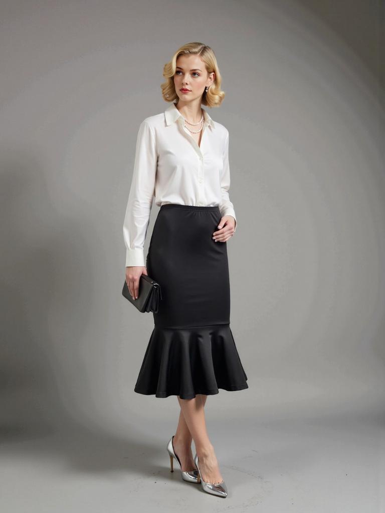 Elegant Half-Length Skirt Autumn New Style Fish Tail Skirt Elastic Midi Skirt