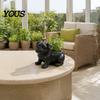 Pot de fleur pour chien imprimé en 3D, Figurine carlin Pot de fleur, Statue réaliste avec fente de plantation arrière, Décor noir mat pour succulentes, Mini plantes mignonnes de bureau