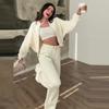Spring Round Neck Fashionable Simple and Atmospheric Hoodie Jacket with Casual Straight Leg Pants
