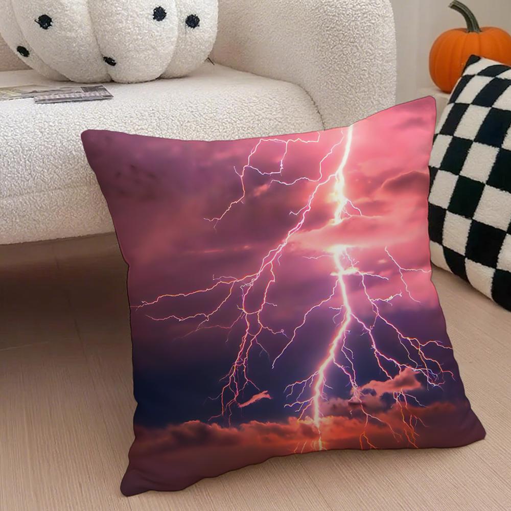 Lightning Cushion Cover Linen Pillow Case Soft Breathable Protective Couch Room Decoration