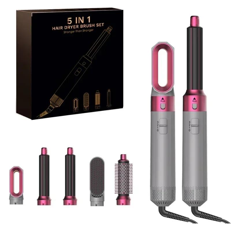 5 In 1 Hair Dryer And Hot Air Comb Brush With Curling Iron Hair Straightener For Fast Drying Curling Straightening And Styling