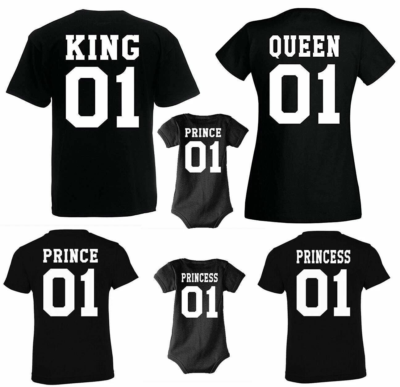 Cute KING QUEEN PRINCE PRINCESS Partner Couple Kids Baby Shirt kids boys T-Shirt Romper 150