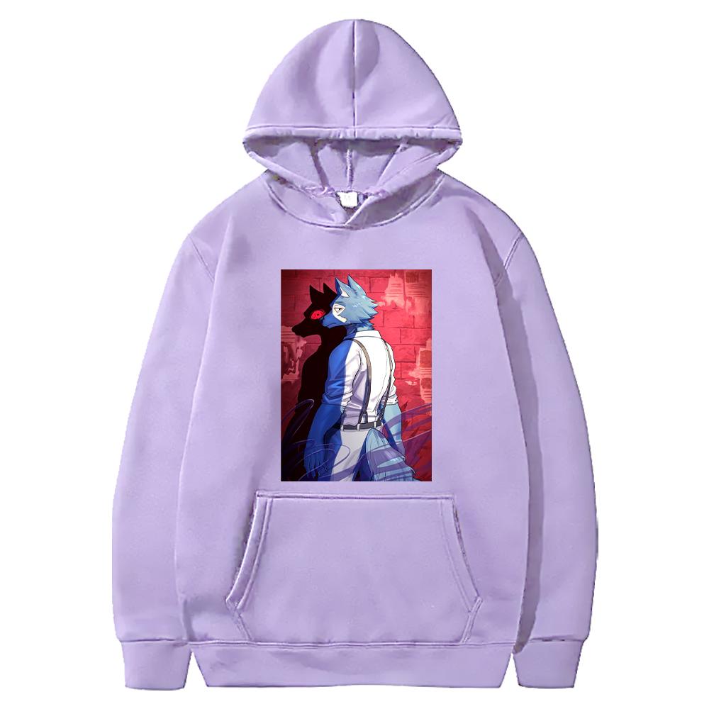Legoshi Cool Print Hooded Anime BEASTARS Streetwear Men Women Manga Hoodies Casual Loose Pullover Harajuku Male Sweatshirt