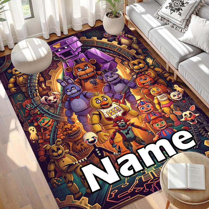 Custom Name Personalized Five Nights at Freddy's Print Carpet, Versatile Home Decor Rug, for Playroom, Apartment, Balcony, Entryway, Hallway Gift