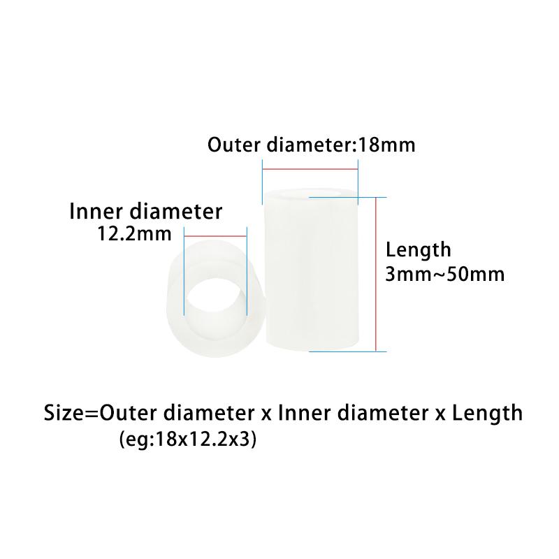 18x12.2mm ABS Spacer Non-Threaded Plastic Round Standoff PCB Board Spacers Black White 3mm~50mm Length