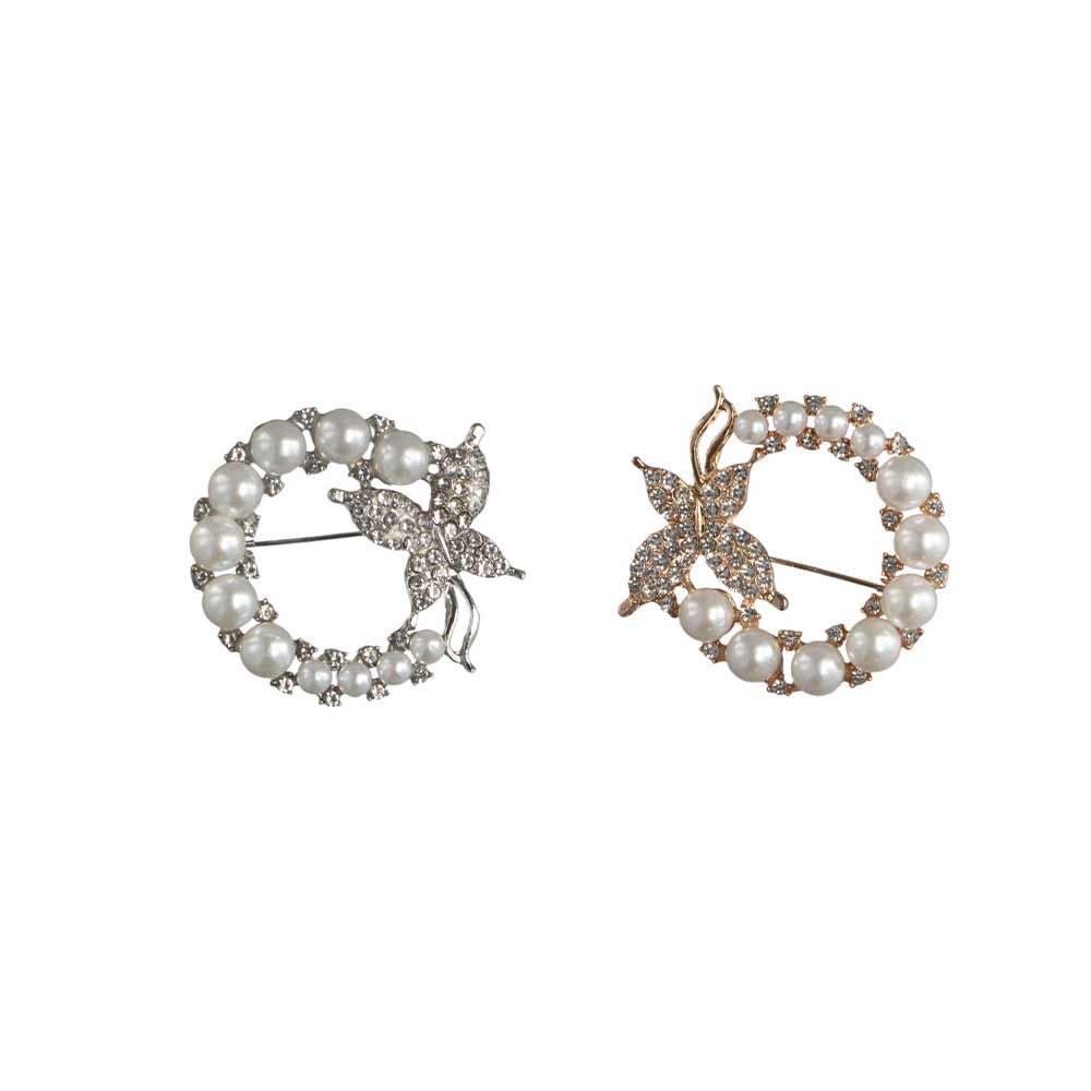 Baroque Wreath Butterfly Brooch Trend Rhinestone Circle Brooches Circle Butterfly Brooch  Jewelry