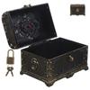 Plastic Vintage Treasure Chest Pirate Box Ornaments Trinket Jewelry Storage Box Keepsake With Lock Home Decoration