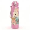 1PC Bunny Doll Soft Cute Cartoon Print 750ml Color Plastic Sports Water Bottle Leakproof Flip Straw Lid Suitable for Sports Office Home Use
