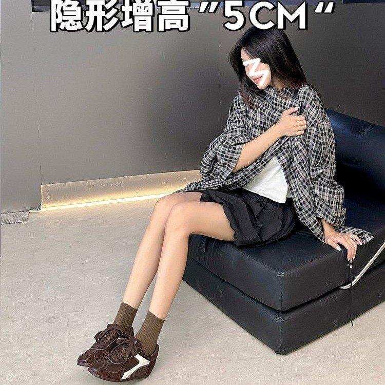 Huge versatile~ 2025 autumn new lace-up color matching inner height increase German training shoes women's retro versatile casual Forrest Gump shoes