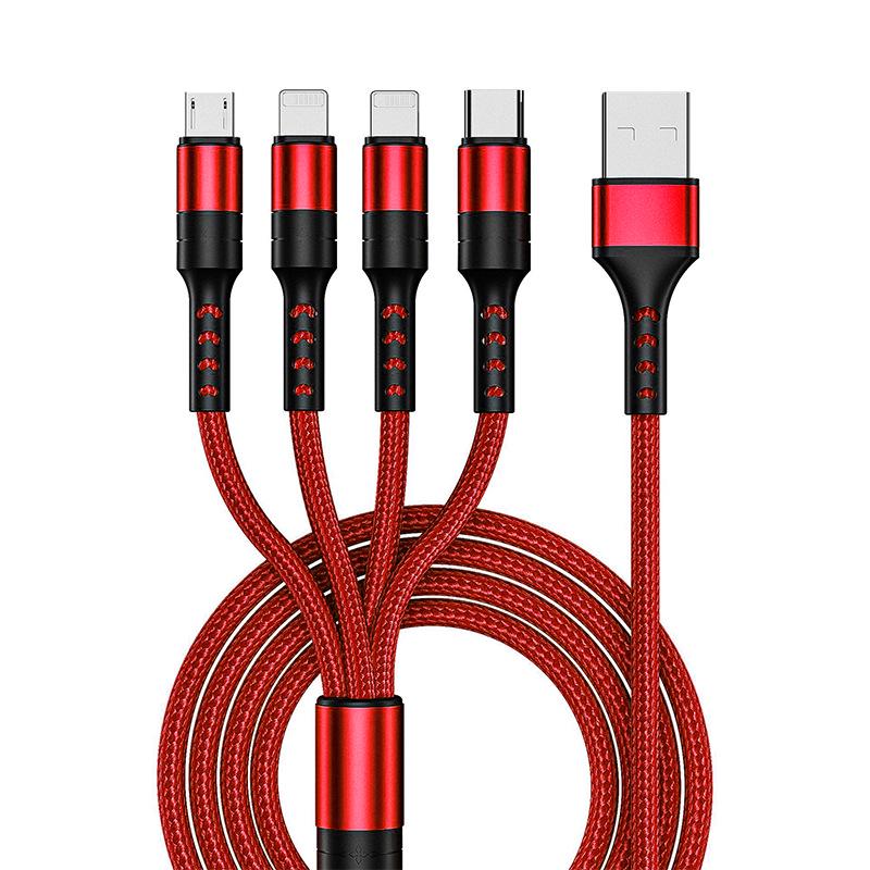 4-in-1 Charging Cable for Apple, Type-C, and Android - 3A Fast Charging Multi-Functional Data Cable