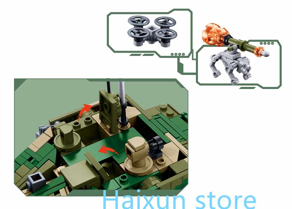 Latest 391Pcs Military The Latest Generation Of Main Battle Tank Army Model Construction Blocks Educational Toys For Kids