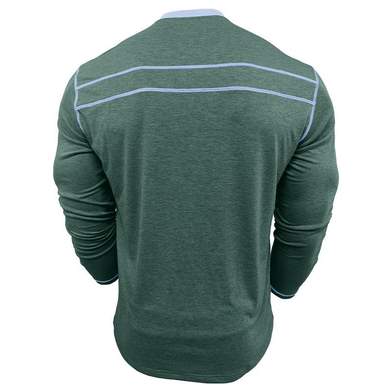 Příležitostné tričko s dlouhým rukávem přiléhavého střihu Slim-fit Henley top nadměrné velikosti pánské podzimní novinky