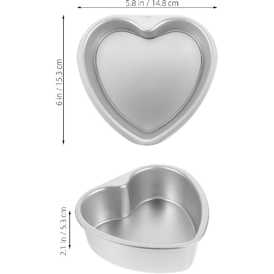DECHOUS 6 Inch Heart Shape Cake Pan: 2Pcs Small Heart Cake Tins Aluminum 6" Non-stick Baking Molds for Mother's Day, Wedding, Party, Birthday,