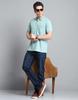 MONTE CARLO Mens Solid Green Collar Neck Half Sleeve T-Shirt